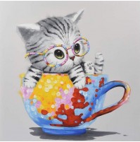 Diamond Painting gattino occhiali 25x25cm